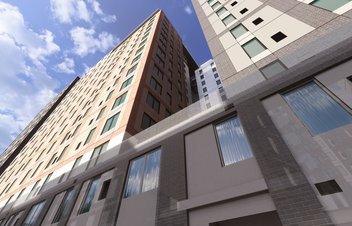 rendering of infinite facade on a student housing development