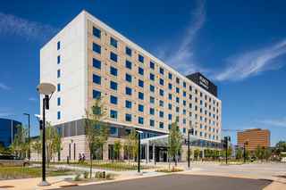 Wide view of Hyatt Regency Hotel at Bloomington Central Station.