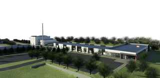 aerial rendering showing full service center