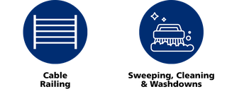 cable railing services and sweeping, cleaning & washdown services