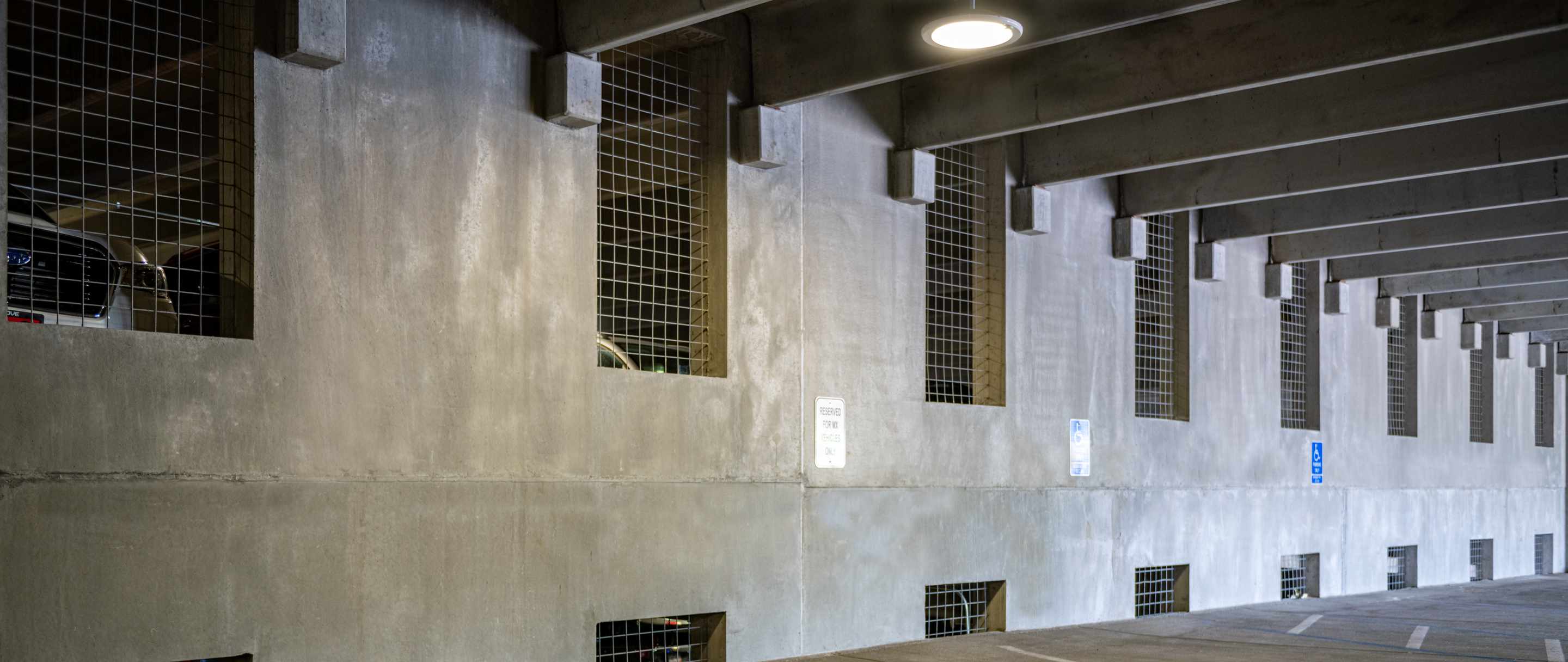 interior of denver health acoma parking with double tees