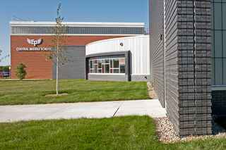exterior of eden prairie middle school with a total precast storm shelter
