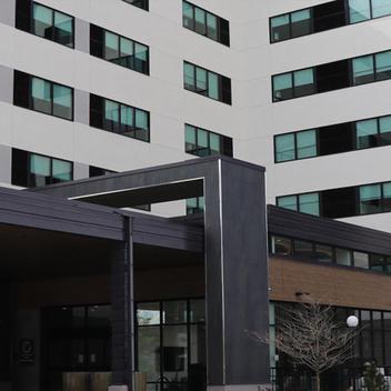 View of Element Hotel's front entrance.