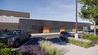 rendering showing entrance of service center