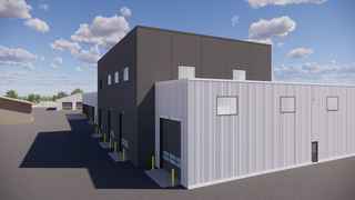 rendering showing exterior of service center fleet maintenance area