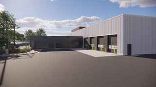 rendering showing garage area of service center