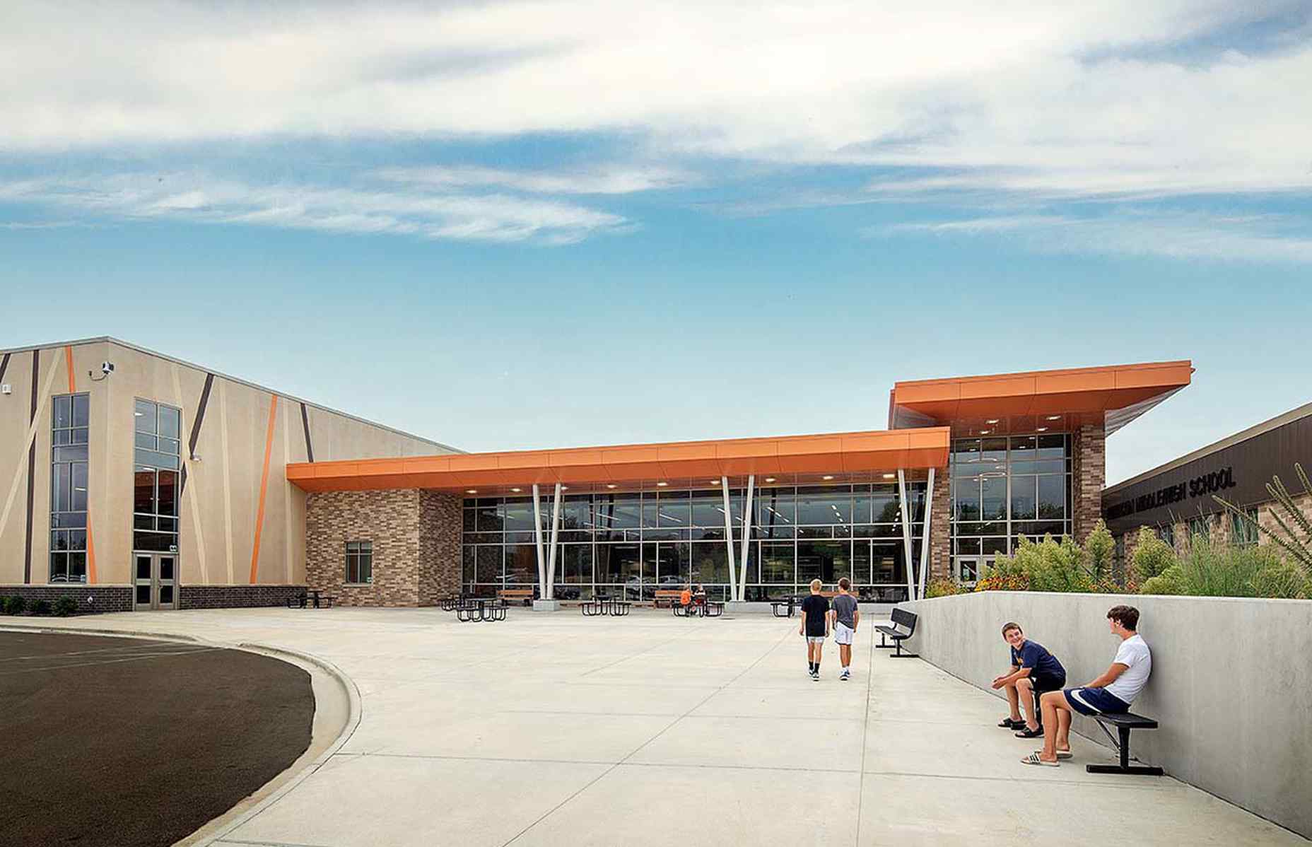 horicon elementary school entrance with precast panels