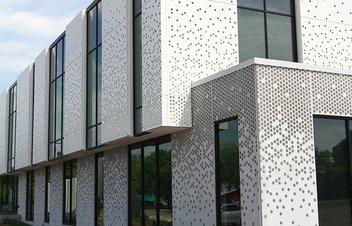 exterior of international institute of minnesota with a prefabricated building envelope