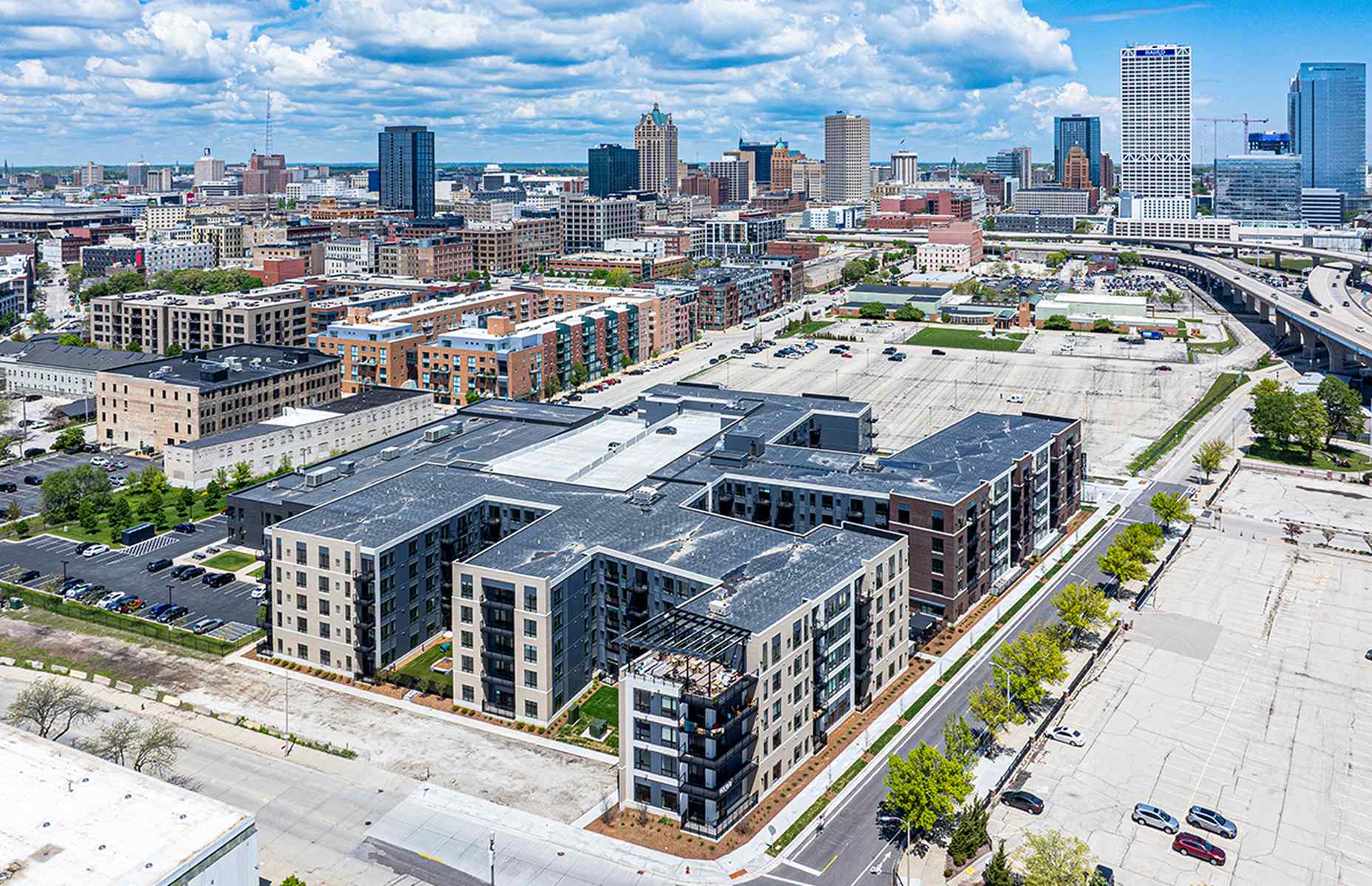 aerial city view of keading parking deck