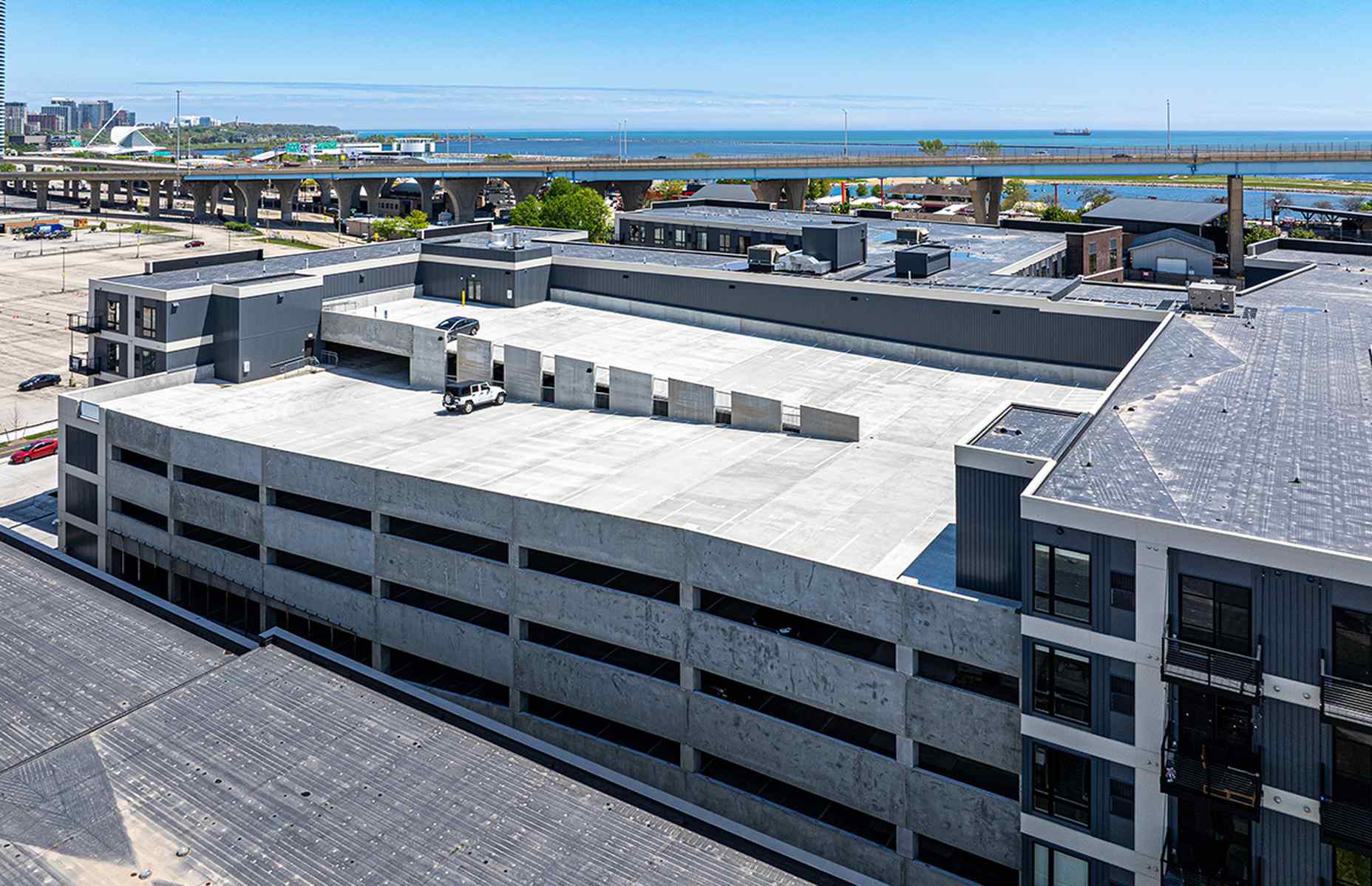 kaeding parking deck close up with lake view