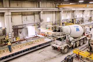 cement truck inside wells precast facility