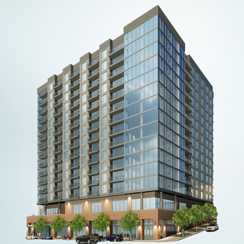 rendering of The Lakeview apartment complex