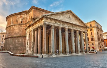 the Roman Pantheon, constructed in 125AD out of concrete