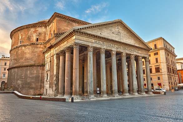 the Roman Pantheon, constructed in 125AD out of concrete