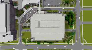 aerial rendering of parking garage