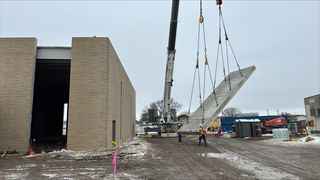 Roosevelt Elementary School storm shelter walls during construction