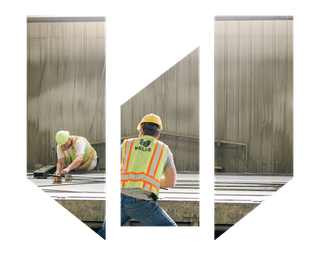 employees participating in harness training