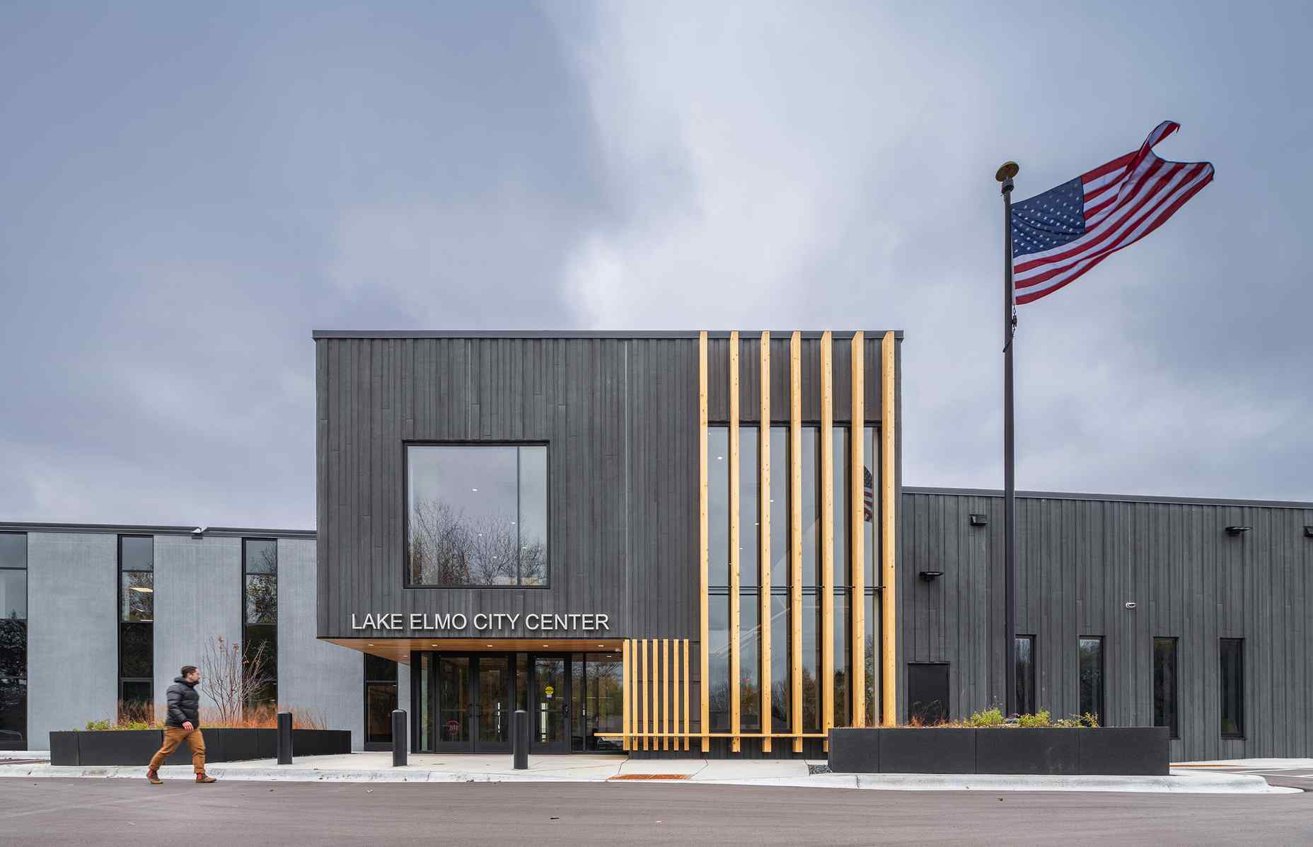 exterior of lake elmo city center using precast architectural facades