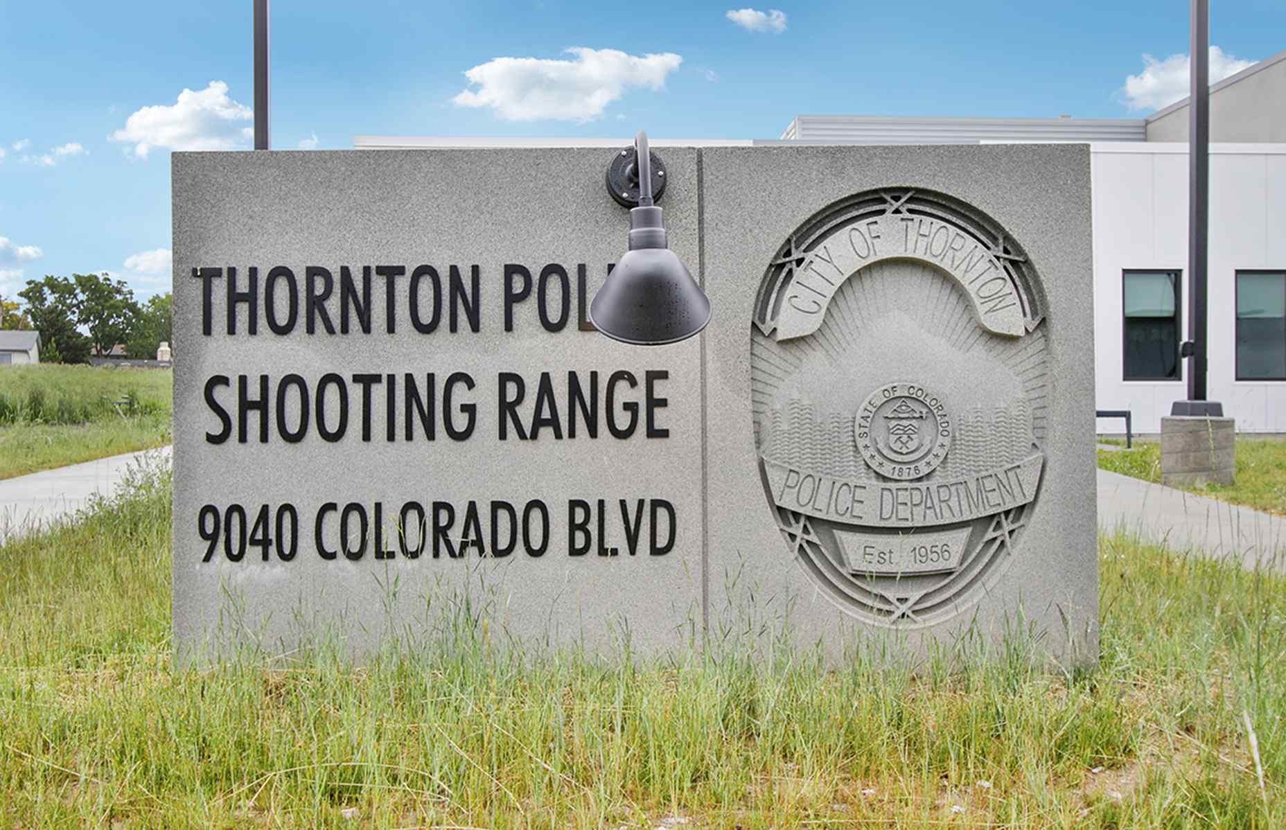 thornton police shooting range badge sign
