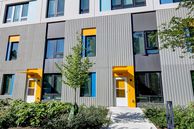 stained concrete on apartment building