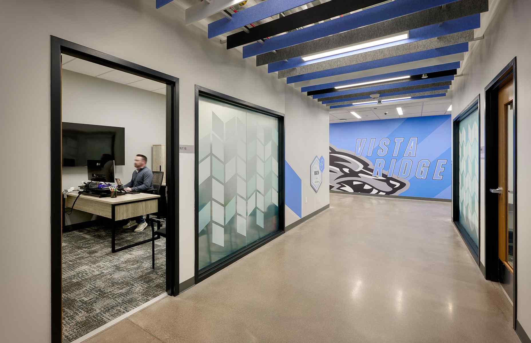 vista ridge high school interior hallway of offices