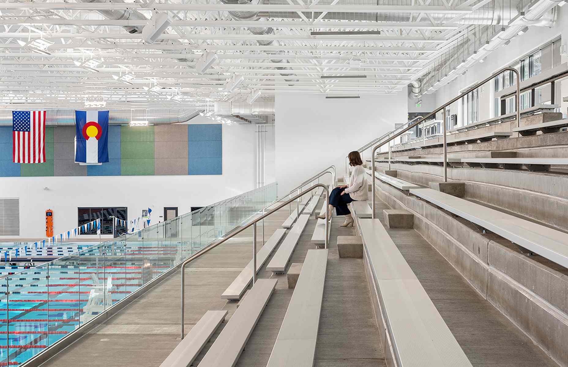 bleachers inside of natatorium