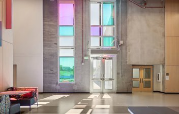 interior of DPS RASA showing an exposed concrete wall panel