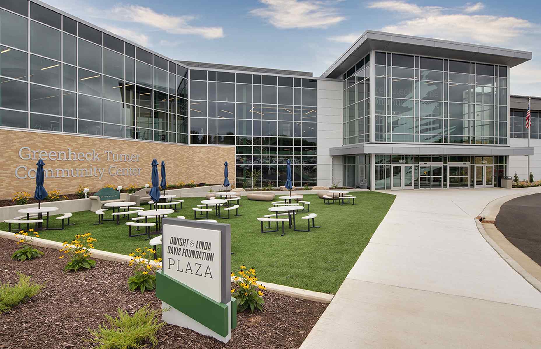 exterior entrance of greenheck turner community center