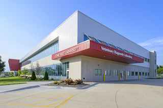 exterior of ISU vet center with signage