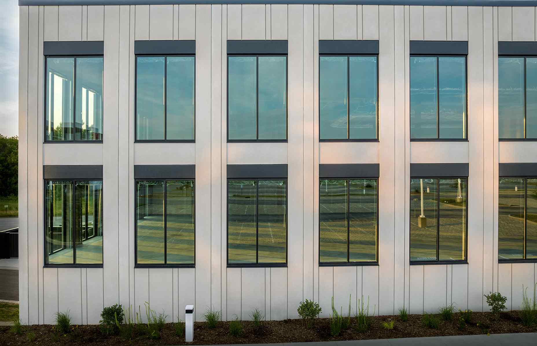 closeup shot of innovation one office building