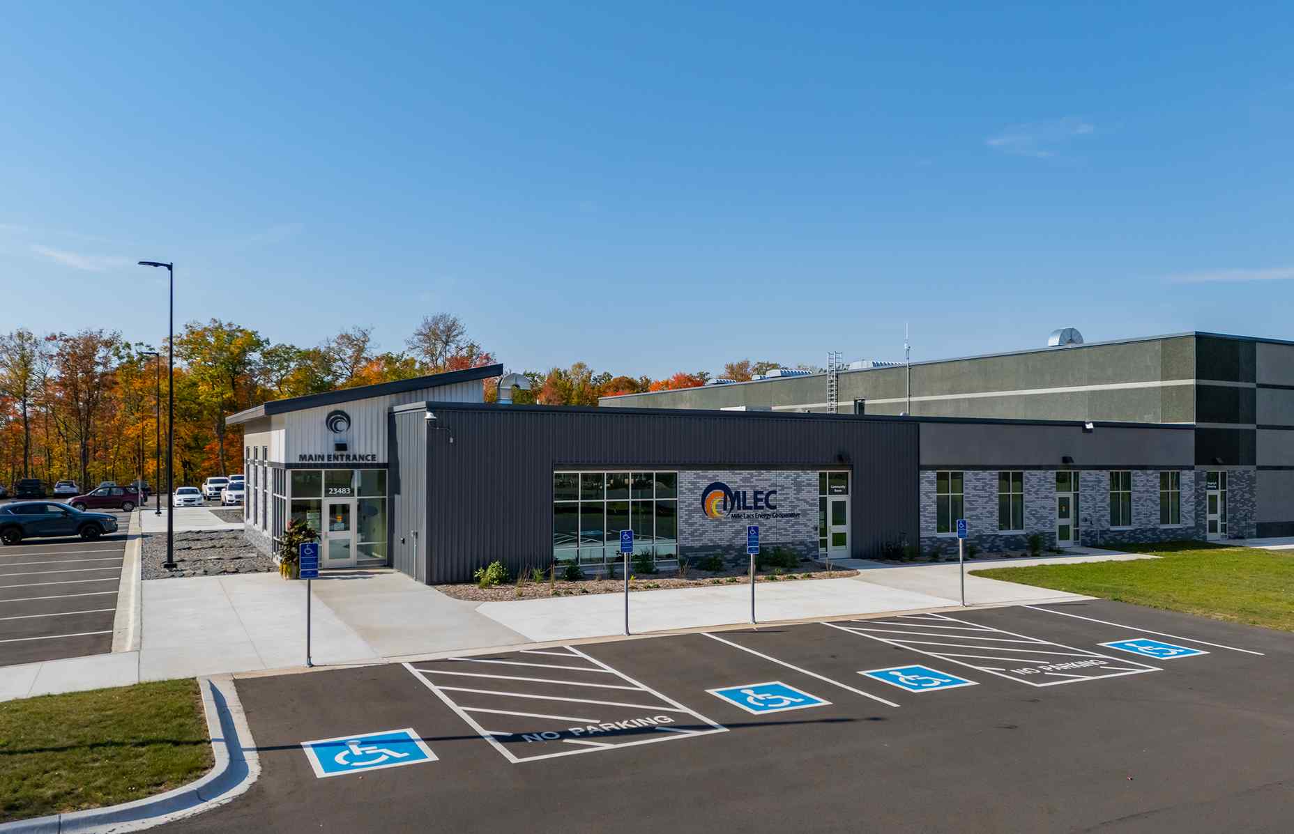 exterior entrance area of mille lacs energy cooperative operations center