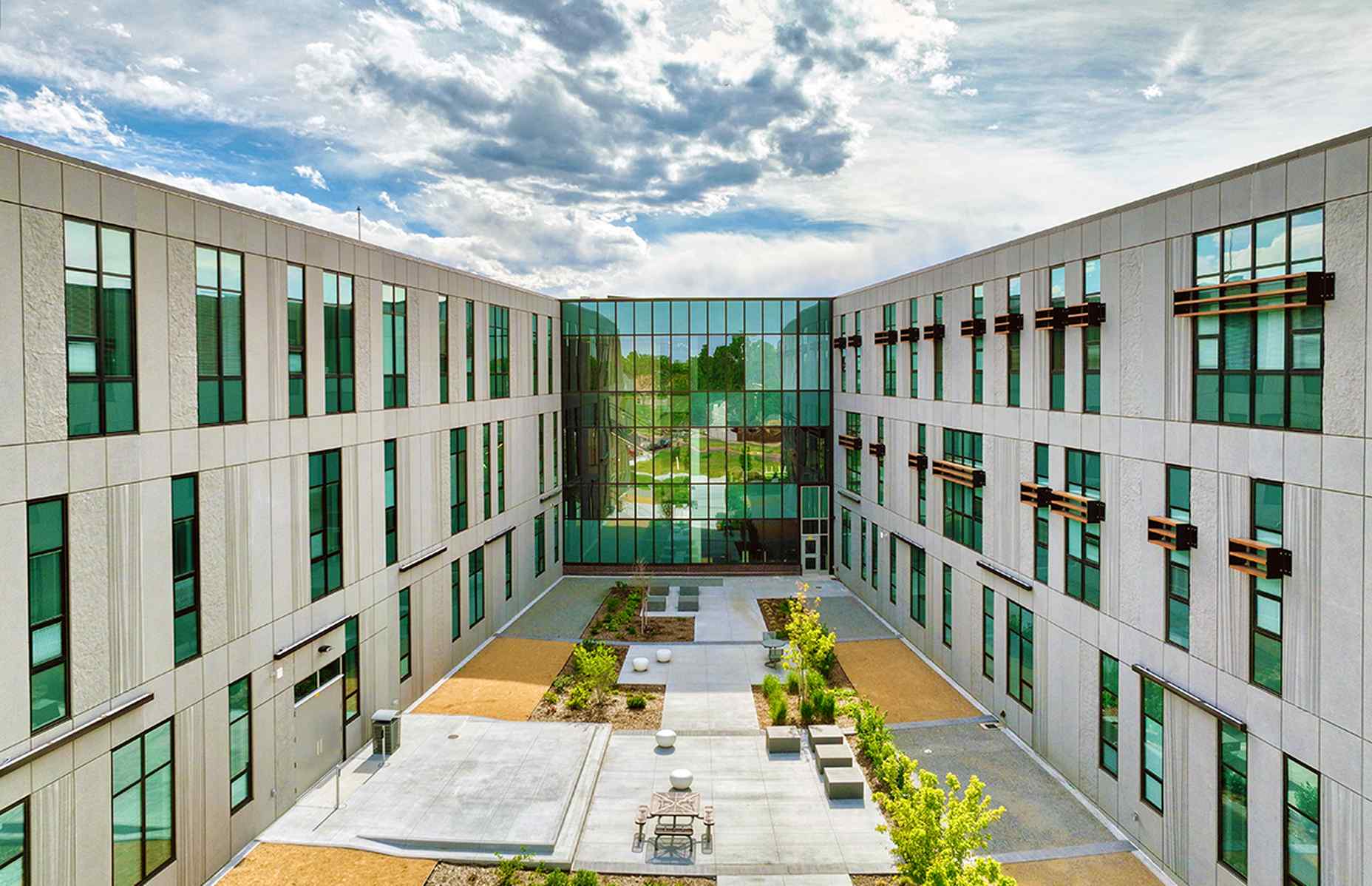 courtyard of montbello high school