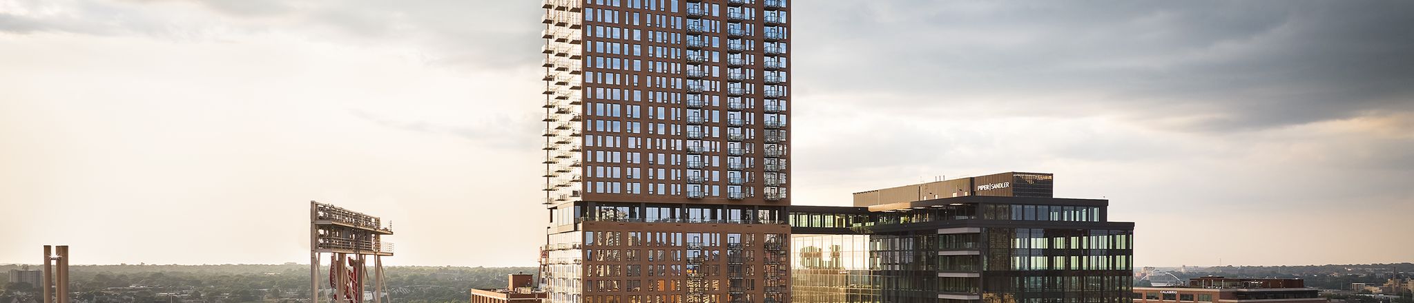 north loop green aerial with sky behind
