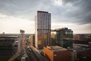 north loop green aerial with sky behind
