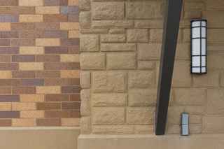 closeup of precast siding on st peter fire station