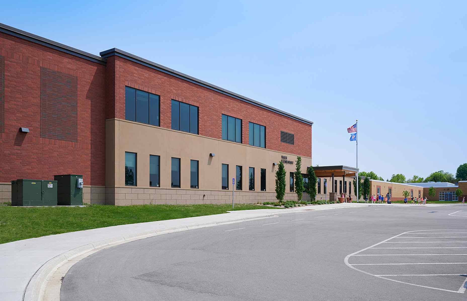 exterior angled entrance of west elementary